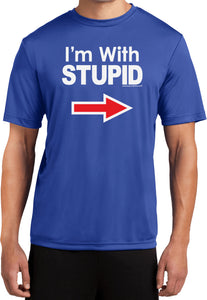 I'm With Stupid T-shirt White Print Moisture Wicking Tee - Yoga Clothing for You