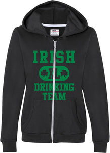 Ladies St Patricks Day Full Zip Hoodie Irish Drinking Team - Yoga Clothing for You