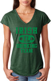 Ladies St Patricks Day Shirt Irish Drinking Team Triblend V-Neck - Yoga Clothing for You