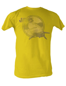Jaws T-Shirt Distressed Circle Yellow Tee - Yoga Clothing for You