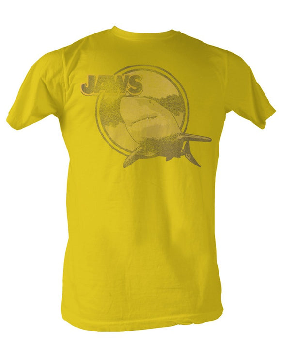 Jaws T-Shirt Distressed Circle Yellow Tee - Yoga Clothing for You