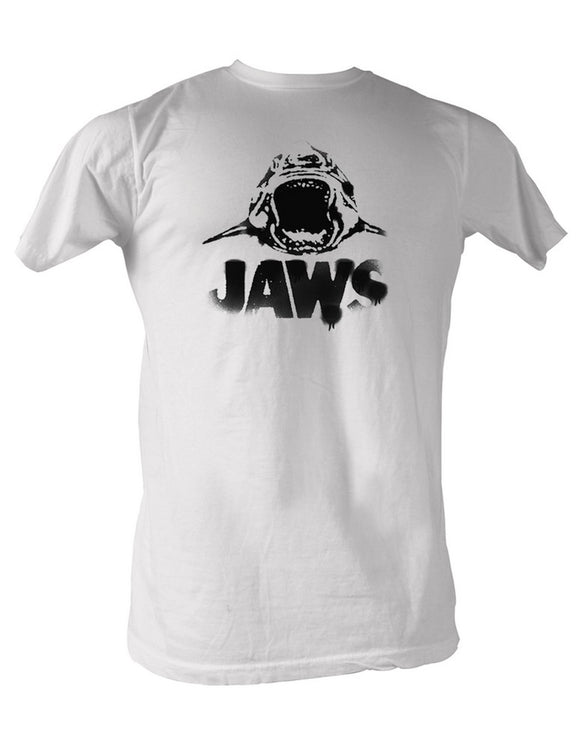 Jaws Tall T-Shirt Silhouette Black Logo White Tee - Yoga Clothing for You