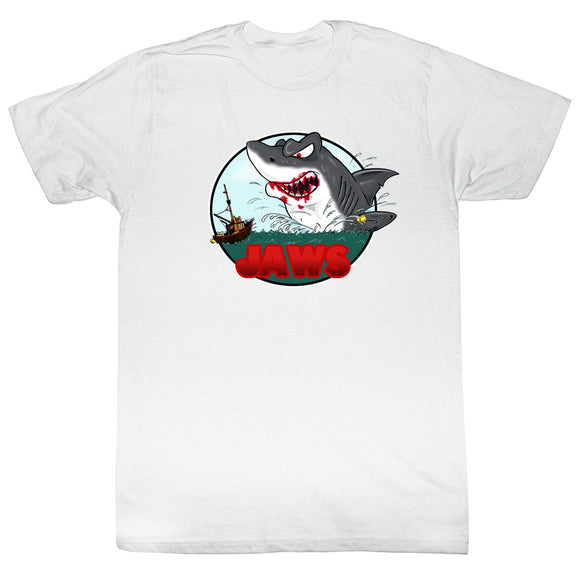 Jaws Tall T-Shirt Cartoon Hungry Shark White Tee - Yoga Clothing for You