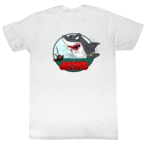 Jaws T-Shirt Cartoon Hungry Shark White Tee - Yoga Clothing for You