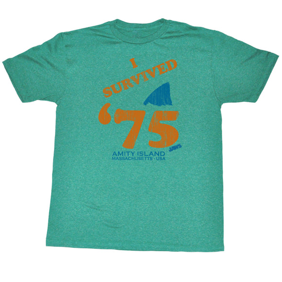 Jaws T-Shirt I Survived '75 Amity Island Mahi Heather Tee - Yoga Clothing for You