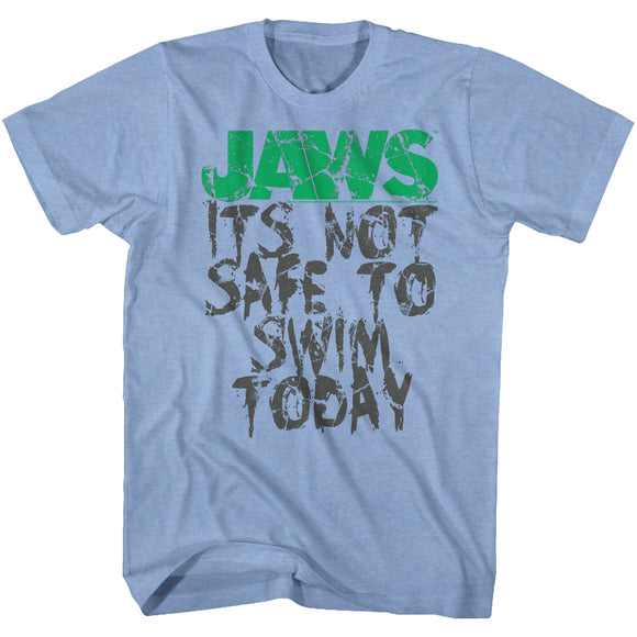 Jaws T-Shirt It's Not Safe To Swim Today Light Blue Heather Tee - Yoga Clothing for You