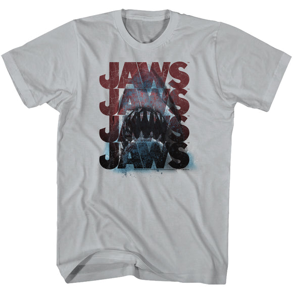 Jaws T-Shirt Cracked Logo Shark Head Silver Tee - Yoga Clothing for You