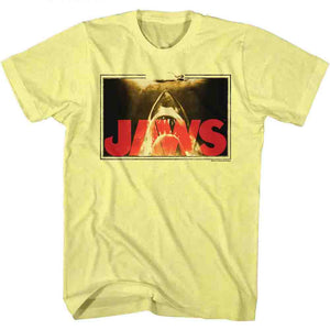 Jaws T-Shirt Shark Poster Frame Yellow Heather Tee - Yoga Clothing for You