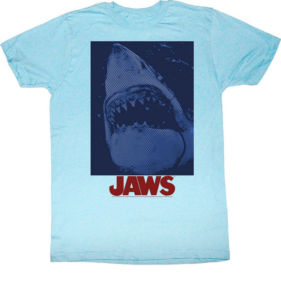 Jaws T-Shirt Underwater Beast Halftone Light Blue Heather Tee - Yoga Clothing for You