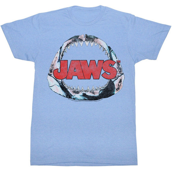 Jaws T-Shirt Jawbone Around Logo Light Blue Heather Tee - Yoga Clothing for You