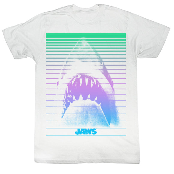 Jaws T-Shirt Colorful Gradient Blinds White Tee - Yoga Clothing for You