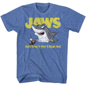 Jaws T-Shirt Going To Need A Bigger Boat Cartoon Royal Heather Tee - Yoga Clothing for You