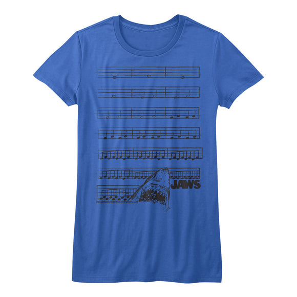 Jaws Juniors Shirt Dun Nun Music Sheet Theme Song Royal Tee - Yoga Clothing for You