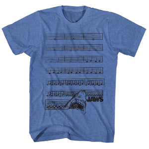 Jaws T-Shirt Dun Nun Music Sheet Theme Song Royal Heather Tee - Yoga Clothing for You