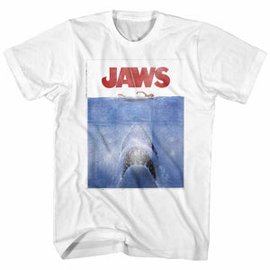Jaws T-Shirt Distressed Movie Poster White Tee - Yoga Clothing for You
