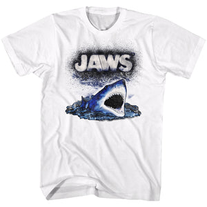 Jaws Tall T-Shirt Spray Paint Cartoon White Tee - Yoga Clothing for You