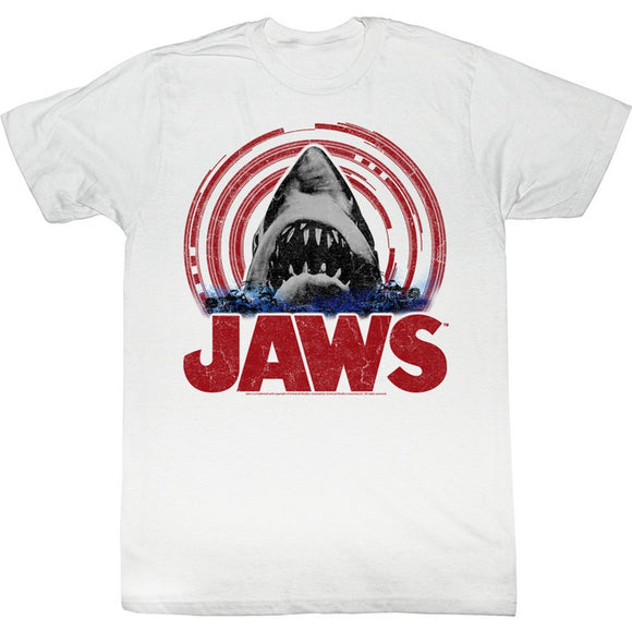 Jaws T-Shirt Distressed Jaws Spiral White Tee - Yoga Clothing for You