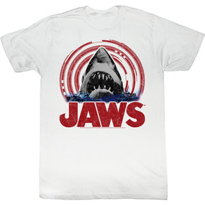 Jaws Tall T-Shirt Distressed Jaws Spiral White Tee - Yoga Clothing for You