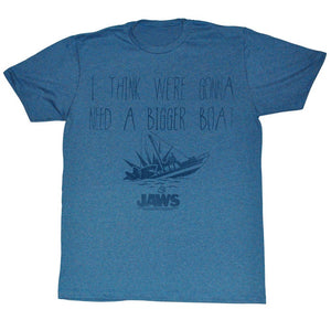 Jaws T-Shirt We're Gonna Need A Bigger Boat Pacific Blue Heather Tee - Yoga Clothing for You