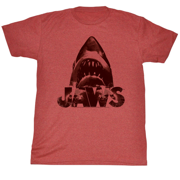 Jaws T-Shirt Shark Red Burnt Red Heather Tee - Yoga Clothing for You
