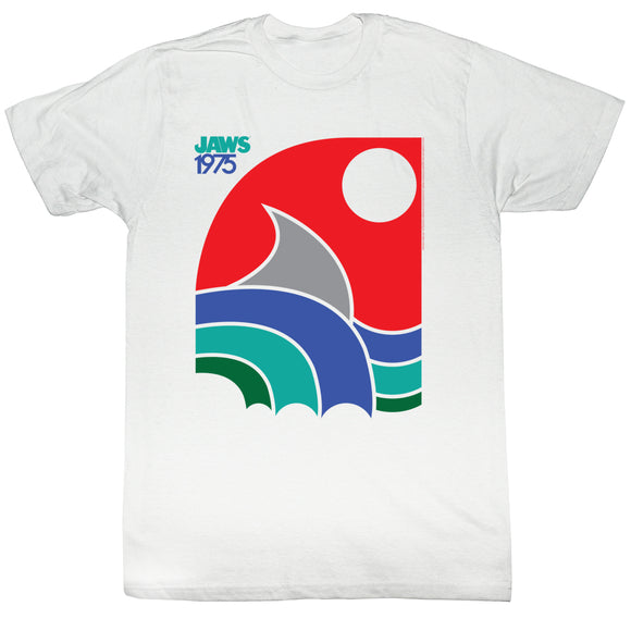 Jaws Tall T-Shirt 1975 70s Retro Poster White Tee - Yoga Clothing for You