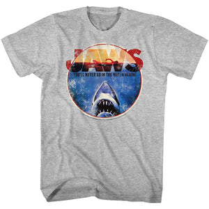 Jaws T-Shirt You'll Never Go In The Water Again Gray Heather Tee - Yoga Clothing for You