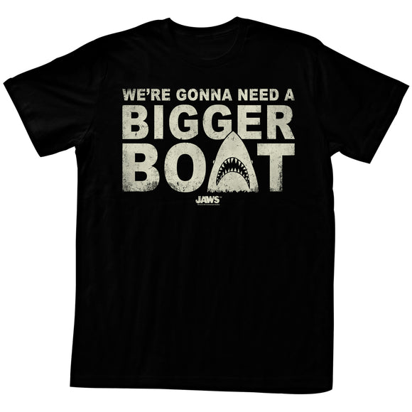 Jaws Tall T-Shirt Distressed We're Gonna Need A Bigger Boat Text Black Tee - Yoga Clothing for You
