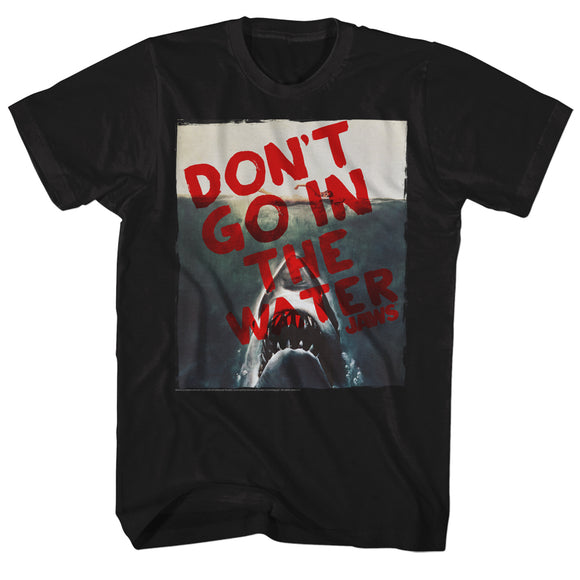 Jaws Tall T-Shirt Don't Go In The Water Black Heather Tee - Yoga Clothing for You
