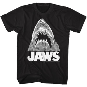 Jaws T-Shirt Geometric Shapes Making Shark Black Tee - Yoga Clothing for You
