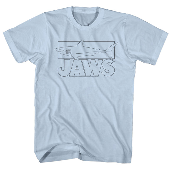 Jaws T-Shirt Shark Outline Light Blue Tee - Yoga Clothing for You