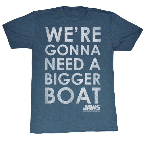 Jaws Tall T-Shirt Distressed Text We're Gonna Need A Bigger Boat Navy Tee - Yoga Clothing for You