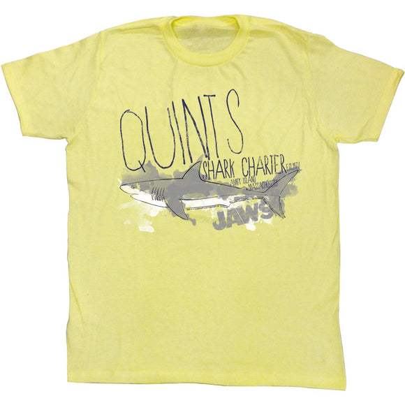 Jaws T-Shirt Watercolor Quints Shark Charter Yellow Heather Tee - Yoga Clothing for You