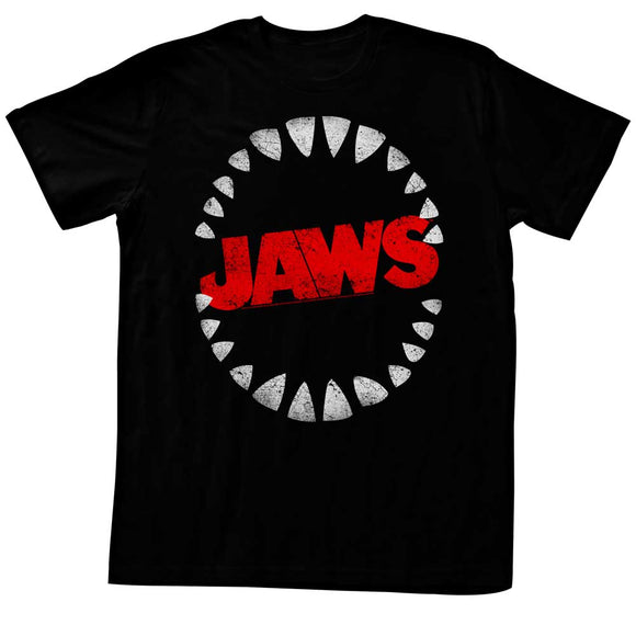 Jaws Tall T-Shirt Distressed Shark Teeth Circle Black Tee - Yoga Clothing for You