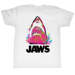 Jaws T-Shirt Multicolor Shark Head Outline White Tee - Yoga Clothing for You