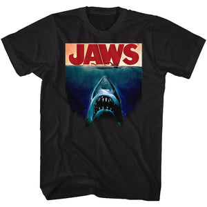 Jaws T-Shirt Deep Blue Movie Poster Black Tee - Yoga Clothing for You