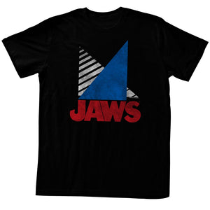 Jaws T-Shirt Distressed Tricolor Logo Black Tee - Yoga Clothing for You