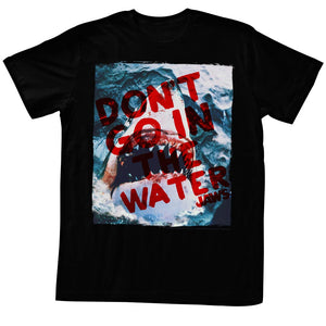 Jaws Tall T-Shirt Don't Go In The Water Black Tee - Yoga Clothing for You