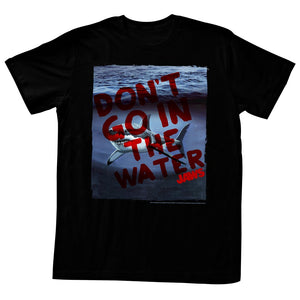 Jaws T-Shirt Don't Go In The Water Animated Shark Cartoon Black Tee - Yoga Clothing for You