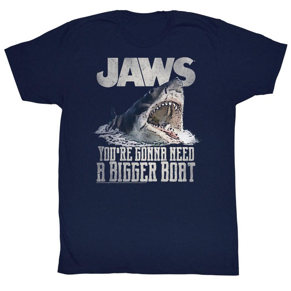 Jaws Tall T-Shirt Distressed Shark Head Need A Bigger Boat Navy Tee - Yoga Clothing for You