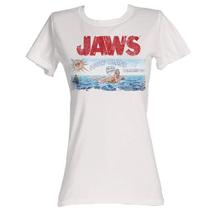 Jaws Juniors Shirt Distressed Movie Poster Royal Tee - Yoga Clothing for You