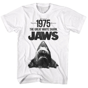 Jaws T-Shirt Summer Of 75 Great White Shark White Tee - Yoga Clothing for You