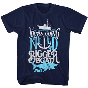 Jaws T-Shirt Going To Need A Bigger Boat Typography Navy Tee - Yoga Clothing for You