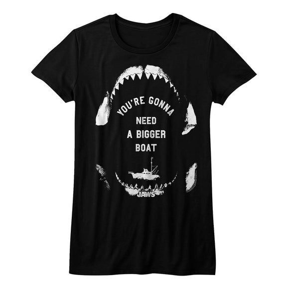 Jaws Juniors Shirt You're Going To Need A Bigger Boat Jaw Bone Black Tee - Yoga Clothing for You