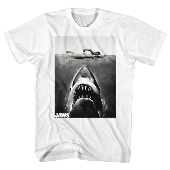 Jaws T-Shirt Marco Polo B&W Movie Poster White Tee - Yoga Clothing for You