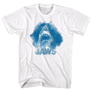 Jaws T-Shirt Blue Watercolor Portrait White Tee - Yoga Clothing for You