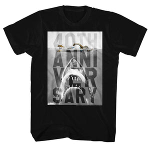 Jaws T-Shirt 40th Anniversary Movie Poster Black Tee - Yoga Clothing for You