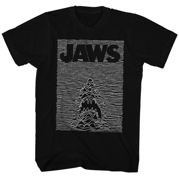 Jaws Tall T-Shirt Waves Rippling Movie Poster Black Tee - Yoga Clothing for You