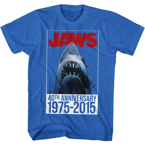 Jaws T-Shirt Poster 40th Anniversary Poster Royal Tee - Yoga Clothing for You