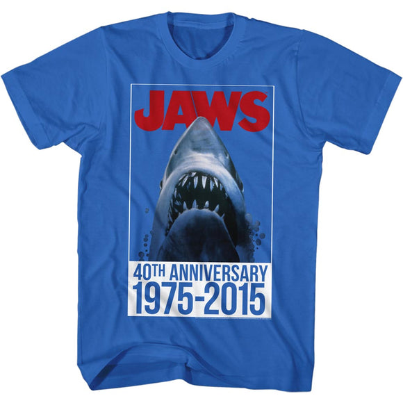 Jaws Tall T-Shirt Poster 40th Anniversary Poster Royal Tee - Yoga Clothing for You