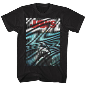 Jaws T-Shirt Curved Lines Movie Poster Black Tee - Yoga Clothing for You